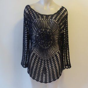 *Womens J Valdi Blue Open Knit Sweater S/M